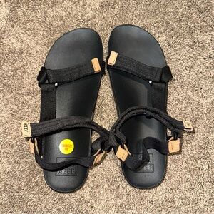 Reed Black Sandals with Tan Accents
